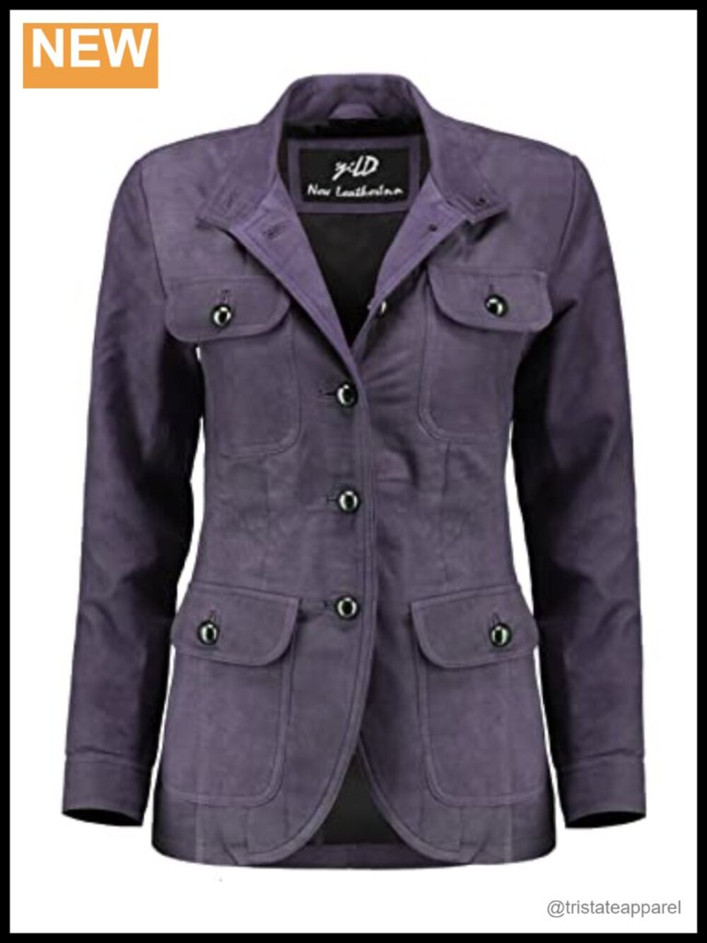 Real Leather Women's Blazer Jacket 5-Button 4-Pocket